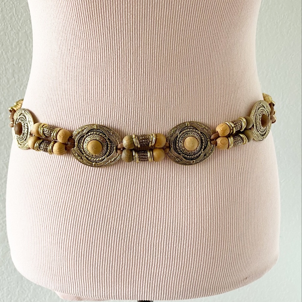 Belt Concho Gold And Brown With Chain Size Medium